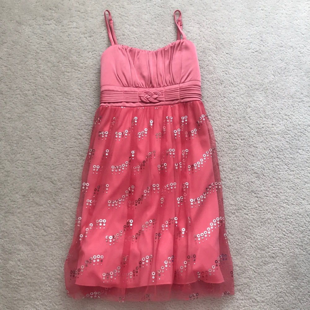 Pink Chiffon Layered Back Tie Dress - Picture 1 of 4